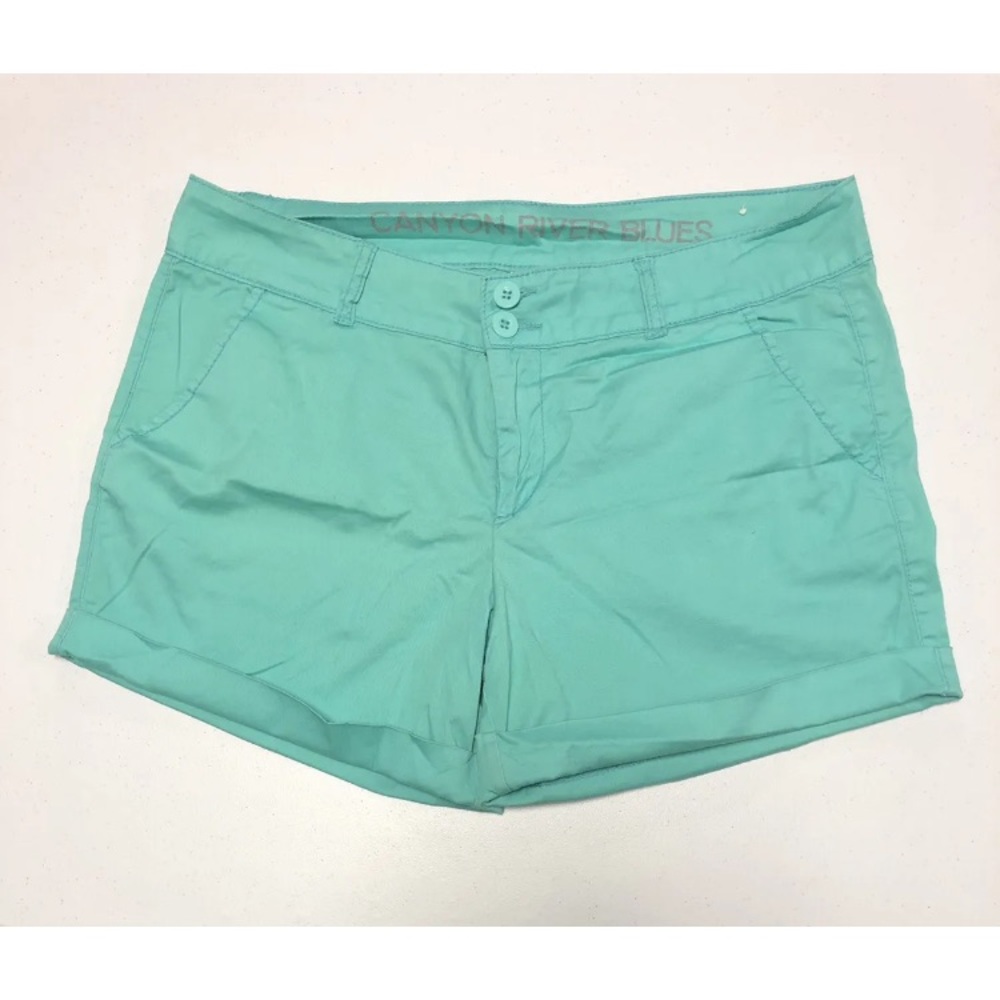 CANYON RIVER BLUES Women’s Turquoise Green Cuffed Shorts size 14